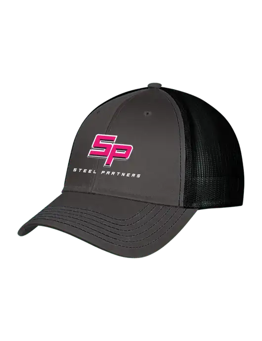Charcoal & Black Mesh Trucker Cap Snap Back w/Steel Partners Logo