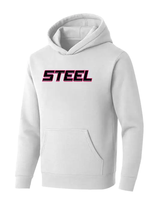 BELLA+CANVAS Medium Light Grey Sponge Fleece Pullover Hoodie w/Steel Wordmark Logo