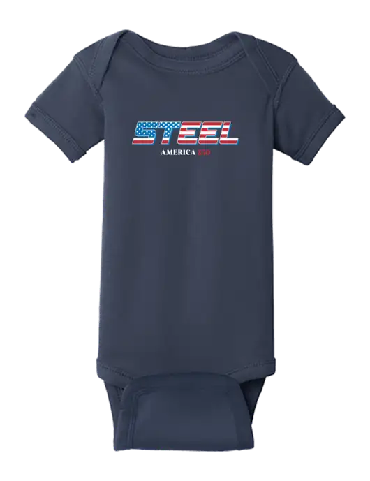 Rabbit Skins Navy Infant Short Sleeve Baby Rib Bodysuit w/Town Hall America 250 Logo
