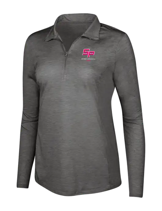 Dark Grey Heather Womens Posicharge Tri-Blend Wicking 1/4 Zip Pullover w/EH&S Logo
