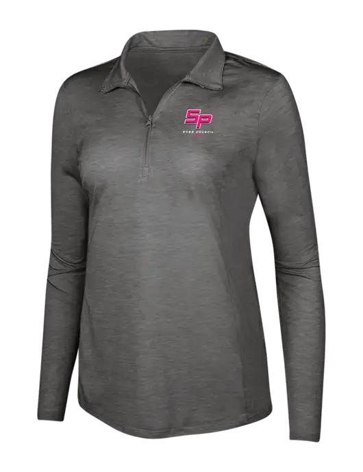 Dark Grey Heather Women's Posicharge Tri-Blend Wicking 1/4 Zip Pullover w/EH&S Logo