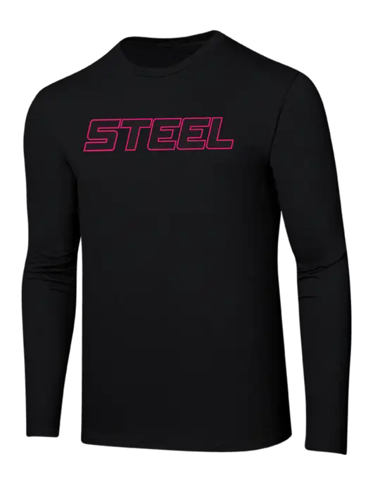 Ring Spun Jet Black 4.5 oz Long Sleeve T-Shirt w/Steel Partners Logo