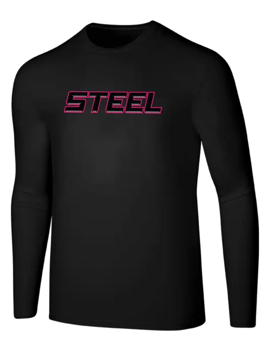 Seriously Soft Black Long Sleeve T-Shirt w/Steel Wordmark Logo