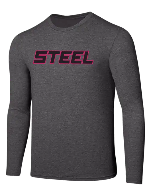 Seriously Soft Heathered Charcoal Long Sleeve T-Shirt w/Steel Partners Logo