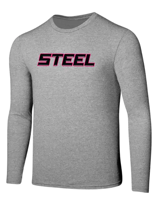 Seriously Soft Light Heathered Grey Long Sleeve T-Shirt w/Steel Wordmark Logo