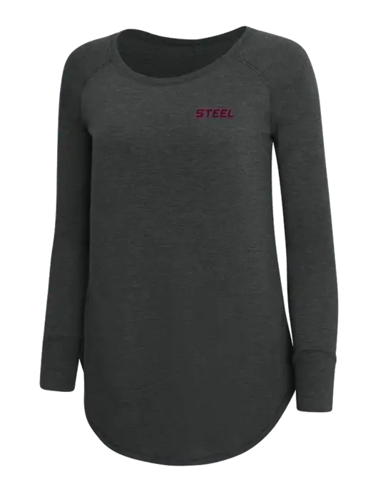 Womens Perfect Wide Collar Tunic Tri-Blend Black Frost 4.5 oz T-Shirt w/Steel Partners Logo