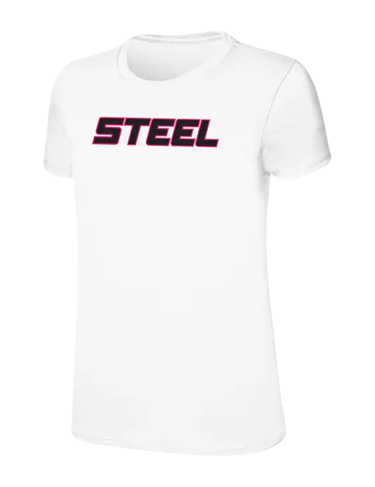 Womens Ring Spun White 4.5 oz T-Shirt w/Steel Partners Logo