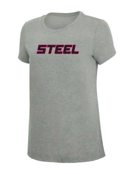 Womens Simply Soft Grey Frost 4.5oz  Poly/Combed Ring Spun Cotton T-Shirt w/Steel Partners Logo