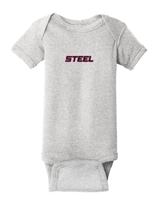 Rabbit Skins Light Grey Heather Infant Short Sleeve Baby Rib Bodysuit w/Steel Partners Logo