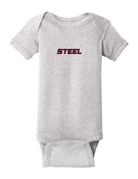 Rabbit Skins Light Grey Heather Infant Short Sleeve Baby Rib Bodysuit w/Steel Partners Logo