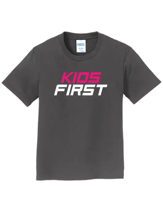 Youth Ring Spun Charcoal 4.5 oz T-Shirt w/Kids First Logo