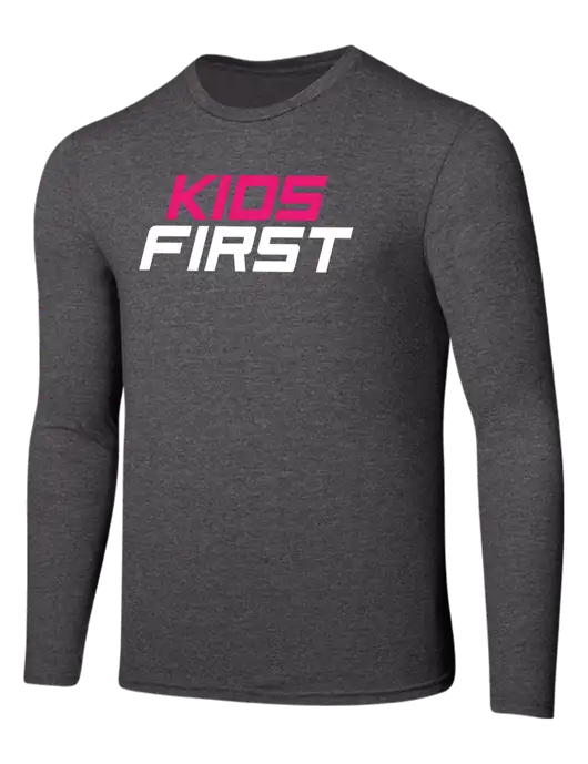 Seriously Soft Heathered Charcoal Long Sleeve T-Shirt w/Kids First Logo