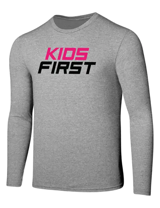 Seriously Soft Light Heathered Grey Long Sleeve T-Shirt w/Kids First Logo