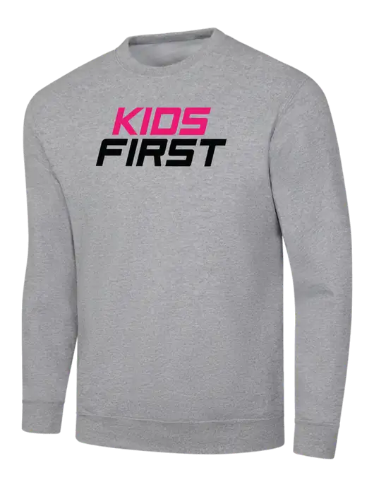 Light Grey Heather 7.8 oz Ring Spun Crew Sweatshirt w/Kids First Logo
