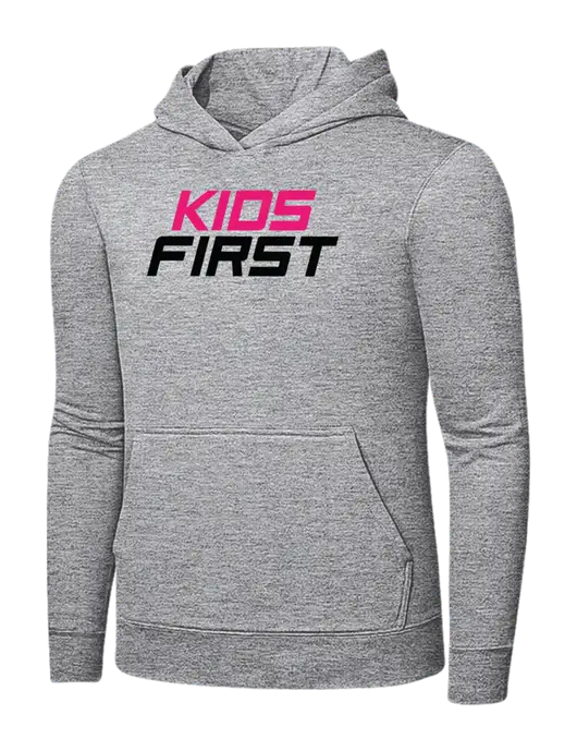 Light Grey Heather 7.8 oz Ring Spun Hooded Sweatshirt w/Kids First Logo