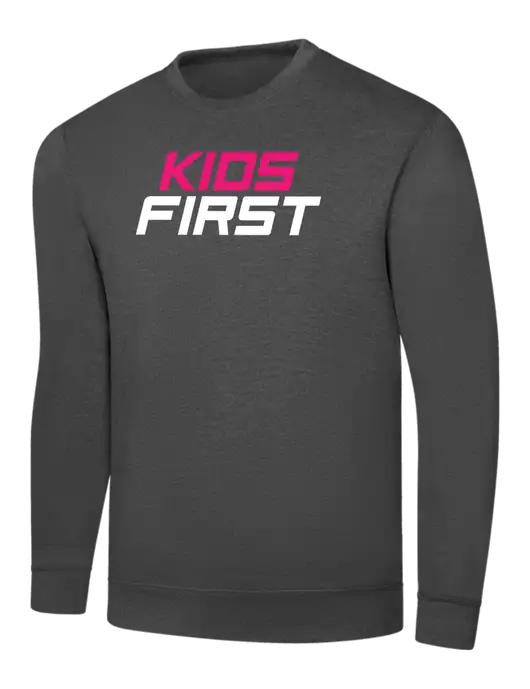 Charcoal 7.8 oz Ring Spun Crew Sweatshirt w/Kids First Logo