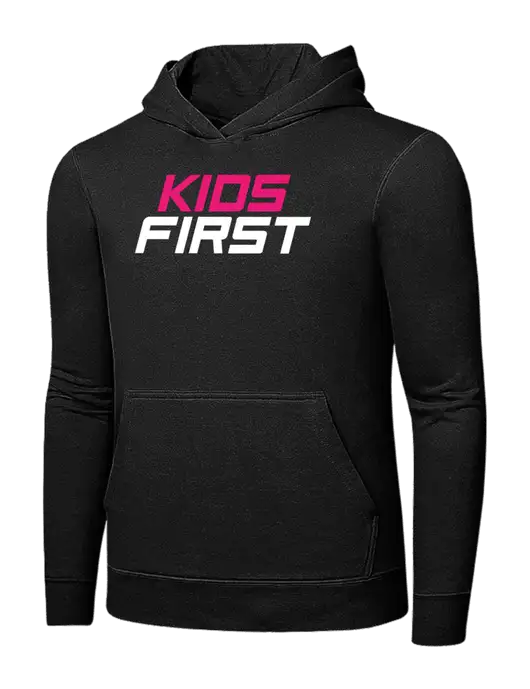 Jet Black 7.8 oz Ring Spun Hooded Sweatshirt w/Kids First Logo