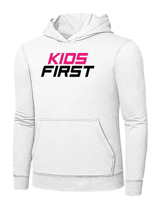 White 7.8 oz Ring Spun Hooded Sweatshirt w/Kids First Logo