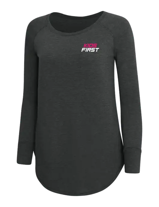 Womens Perfect Wide Collar Tunic Tri-Blend Black Frost 4.5 oz T-Shirt w/Kids First Logo