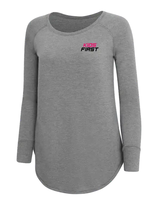 Womens Perfect Wide Collar Tunic Tri-Blend Grey Frost 4.5 oz T-Shirt w/Kids First Logo