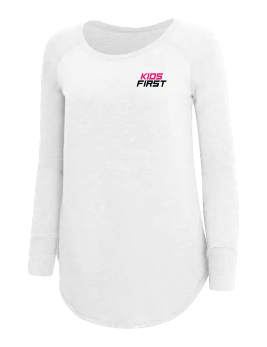 Womens Perfect Wide Collar Tunic Tri-Blend White 4.5 oz T-Shirt w/Kids First Logo