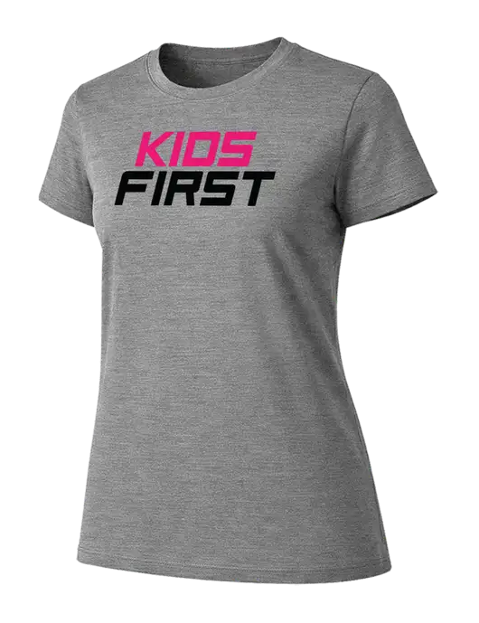 Womens Ring Spun Light Grey Heather 4.5 oz T-Shirt w/Kids First Logo
