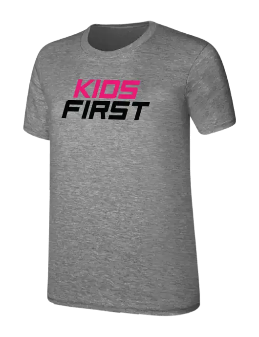 Womens Ring Spun Light Grey Heather 4.5 oz T-Shirt w/Kids First Logo