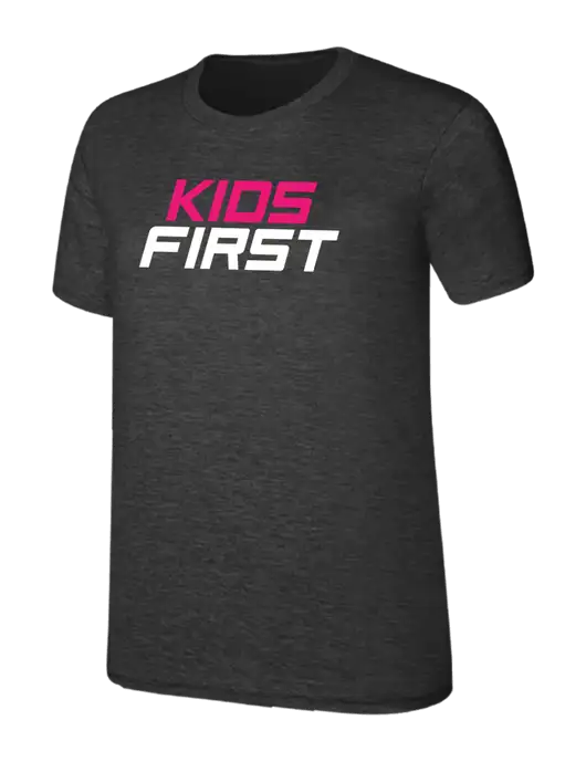 Womens Ring Spun Dark Heather Grey 4.5 oz T-Shirt w/Kids First Logo