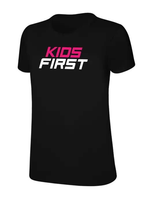 Womens Ring Spun Jet Black 4.5 oz T-Shirt w/Kids First Logo