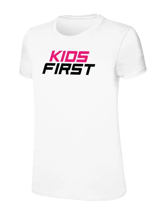 Womens Ring Spun White 4.5 oz T-Shirt w/Kids First Logo