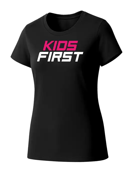 Womens Seriously Soft Black T-Shirt w/Kids First Logo