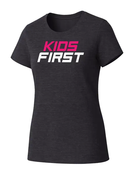 Womens Seriously Soft Heathered Charcoal T-Shirt w/Kids First Logo