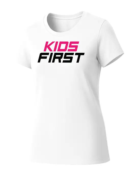 Womens Seriously Soft White T-Shirt w/Kids First Logo