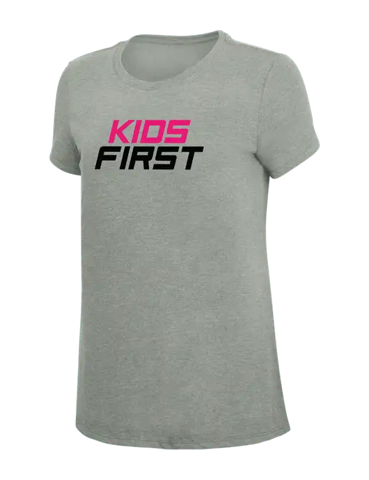 Womens Simply Soft Grey Frost 4.5oz  Poly/Combed Ring Spun Cotton T-Shirt w/Kids First Logo