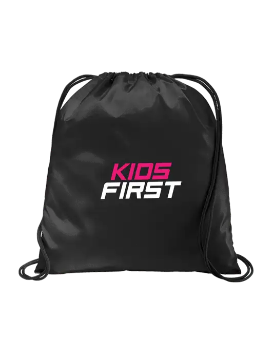 Drawstring  Black Cinch Pack w/Kids First Logo