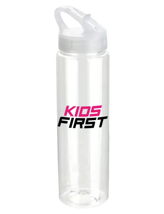 Buddy Clear 32 oz PET Bottle with Flip Lid w/Kids First Logo