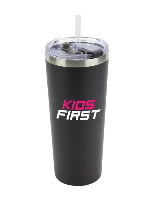 Brighton Black 20 oz Insulated Tumbler & Straw w/Kids First Logo