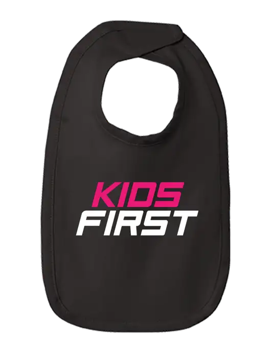 Rabbit Skins Black Infant Premium Jersey Bib w/Kids First Logo