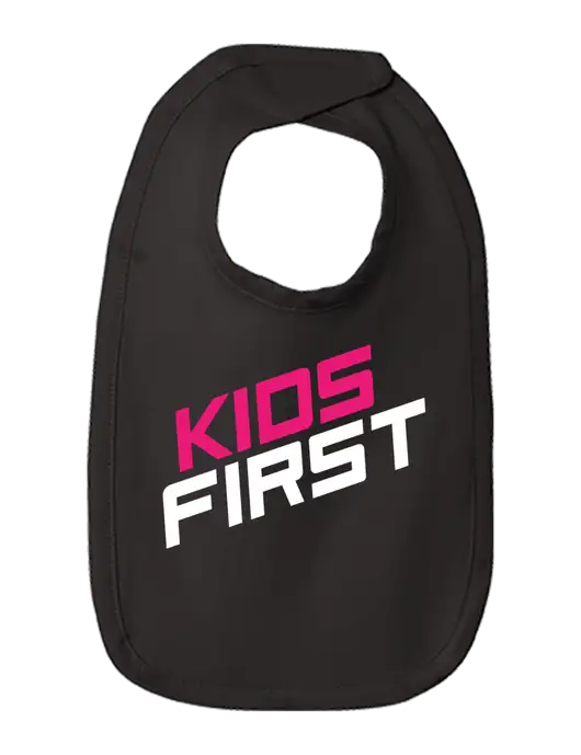 Rabbit Skins Black Infant Premium Jersey Bib w/Kids First Logo