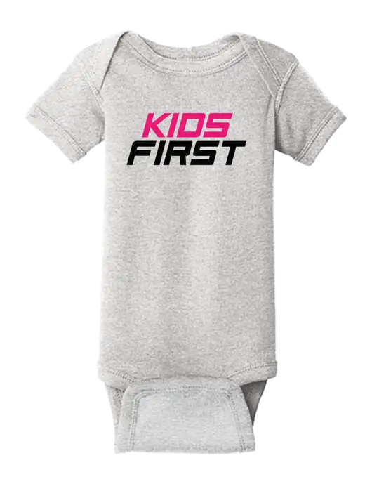Rabbit Skins Light Grey Heather Infant Short Sleeve Baby Rib Bodysuit w/Kids First Logo