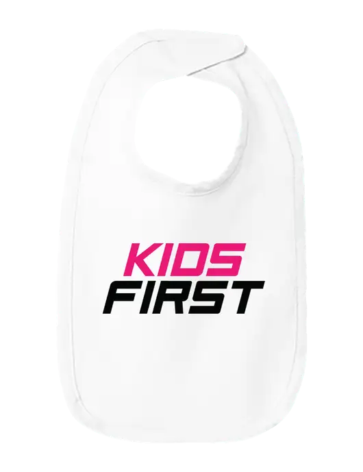 Rabbit Skins White Infant Premium Jersey Bib w/Kids First Logo