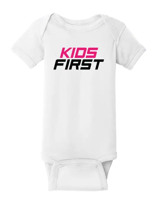 Rabbit Skins White Infant Short Sleeve Baby Rib Bodysuit w/Kids First Logo