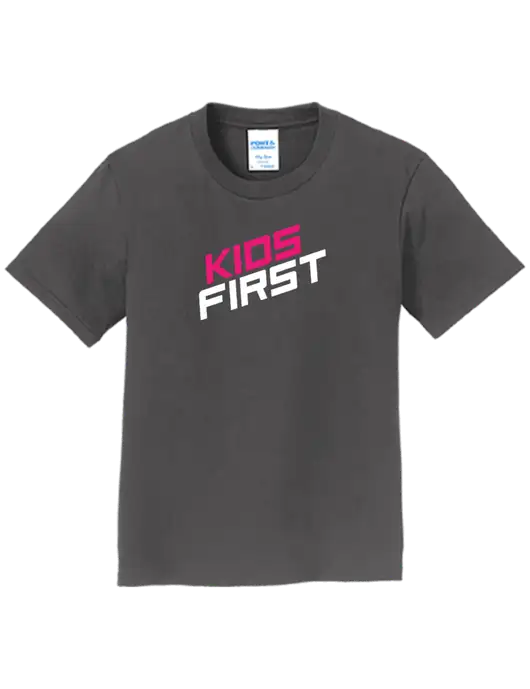 Youth Ring Spun Charcoal 4.5 oz T-Shirt w/Kids First Logo