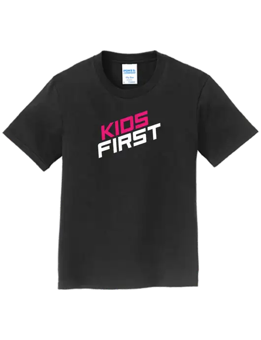 Youth Ring Spun Jet Black 4.5 oz T-Shirt w/Kids First Logo