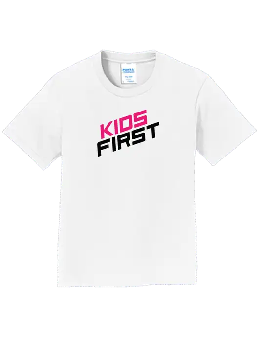 Youth Ring Spun White 4.5 oz T-Shirt w/Kids First Logo