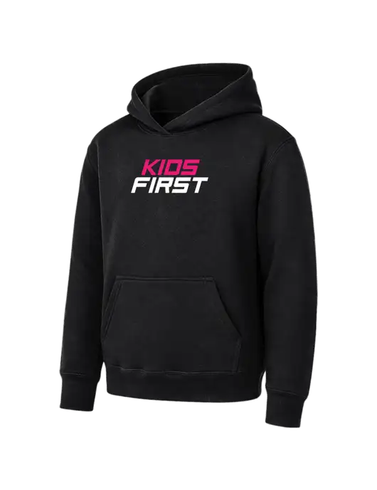 Youth Black 7.8 oz Pullover Hooded Sweatshirt w/Kids First Logo