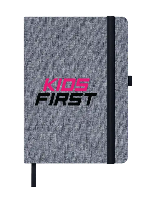 Twill Grey Heathered 5 x 7 Journal w/Kids First Logo