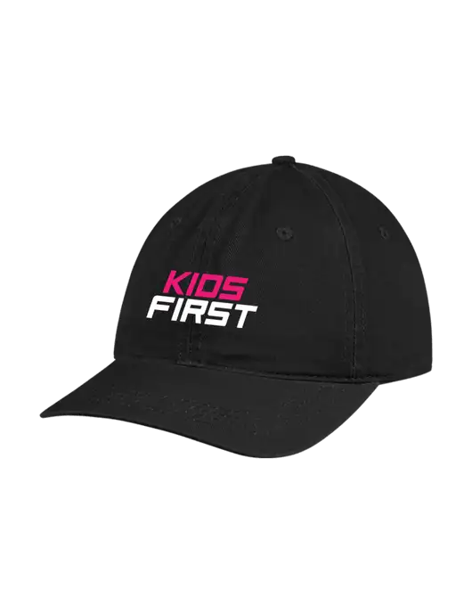 Garment Washed Unstructured Twill Black Cap w/Kids First Logo