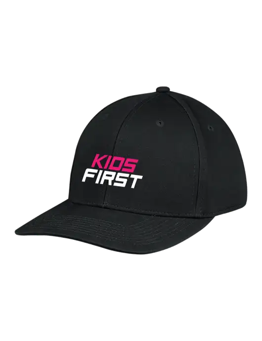 Premium Modern Structured Twill Black Snapback Cap w/Kids First Logo