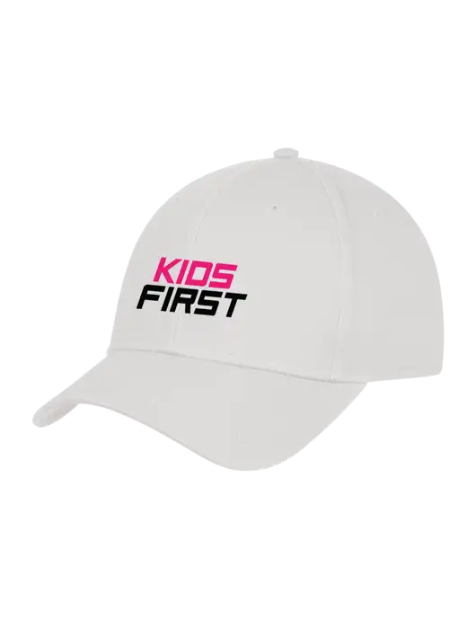 White Structured Cap Hook & Loop w/Kids First Logo